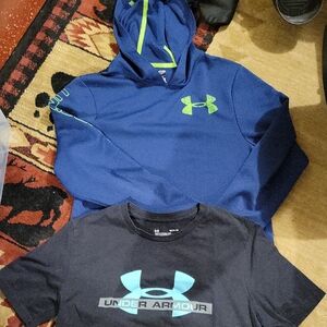 Under Armour Kids Blue Hoodie and Black T-Shirt Set